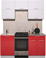 Кухонный гарнитур Интерлиния Мила Gloss 50-17 (белый/красный глянец) - 