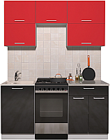 Кухонный гарнитур Интерлиния Мила Gloss 50-17 (красный/черный глянец) - 