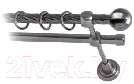 Карниз для штор Lm Decor Шар малый 124 2р витой (антрацит, 3м)