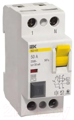 Дифференциальный автомат IEK ВД1-63 2P 40А 30мА / MDV10-2-040-030
