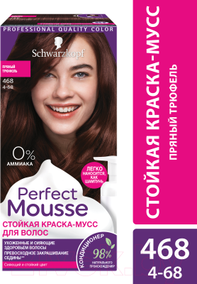 

Краска-мусс для волос Perfect Mousse, Брюнет;шатен, Стойкая 468