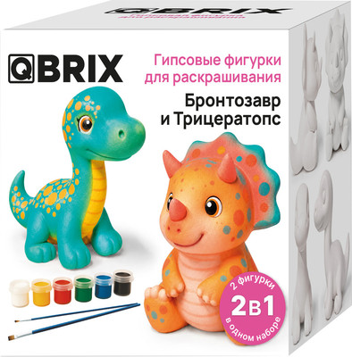 Набор для творчества QBRIX Гипсовая фигурка. Бронтозавр и трицератопс 25003 - 