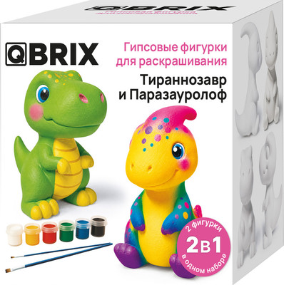 Набор для творчества QBRIX Гипсовая фигурка. Тираннозавр и паразауролоф 25004 - 