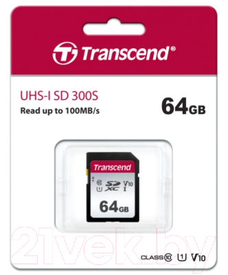 Карта памяти Transcend SDXC Class 10 U3 V30 64GB (TS64GSDC300S)
