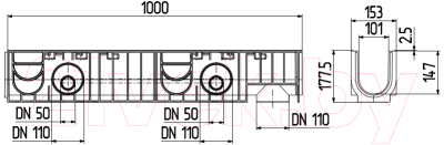 Лоток водоотводный Ecoteck Standart 100.175 h179 / ДИ04005