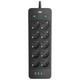 Сетевой фильтр Agni TP-FO4U10E-С-2m-black (2м, 10 розеток, черный) - 