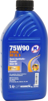 Трансмиссионное масло Kuttenkeuler Synta HD GL 5 75W90 / 302402 (1л)