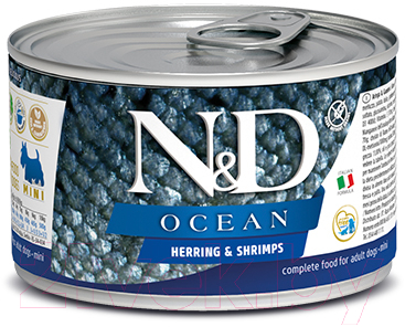 

Корм для собак Farmina, N&D Ocean Herring & Shrimp Mini