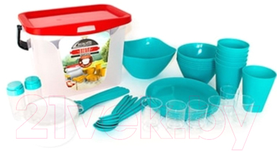 Набор пластиковой посуды Berossi Party ИК 56137000 (бирюзовый)