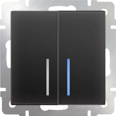 Выключатель Werkel WL08-SW-2G-LED / a029878 (черный матовый)
