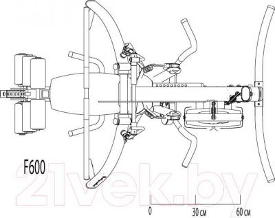 Силовой тренажер Body-Solid Fusion F600/2 - схема размеров тренажера (вид сверху)