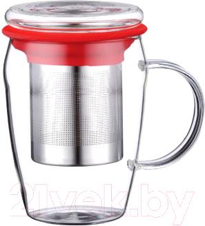 Чашка-заварник Peterhof PH-10039 (красный) - общий вид