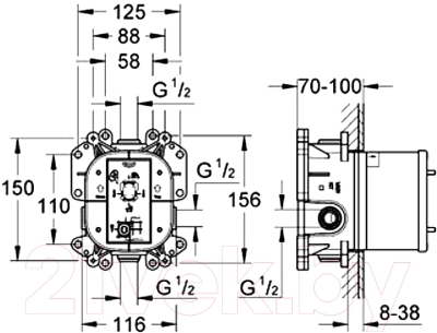 Встраиваемый механизм смесителя GROHE Rapido Е 35501000