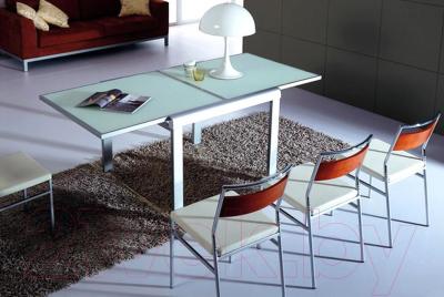 Обеденный стол Мебельные компоненты Line (черный) - стол белой расцветки в разложенном виде 