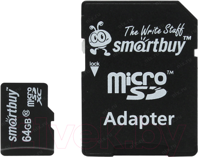 Карта памяти SmartBuy microSDHC (Class 10) 64GB + SD-адаптер (SB64GBSDCL10-01)