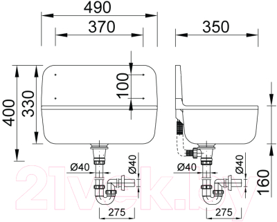 Раковина для дачи Styron STY-350-F (черный)