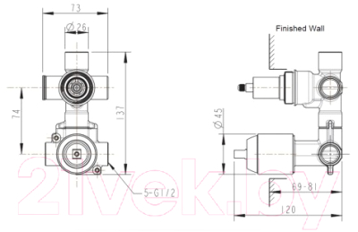 Внешняя часть смесителя скрытого монтажа Bravat Sourse PB8173218CP-3-ENG