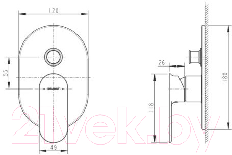 Корпус для скрытого монтажа Bravat Gina PB865104CP-2-ENG