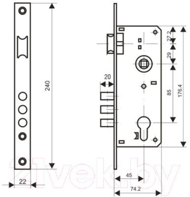 Замок врезной Аллюр 0203 MAB (матовая бронза)