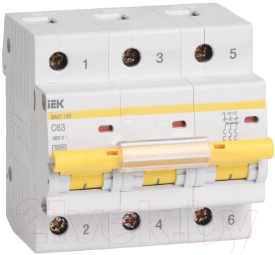 Выключатель автоматический IEK ВА 47-100 3Р 100А 10кА С / MVA40-3-100-C
