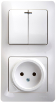 

Блок выключатель+розетка Schneider Electric, Glossa GSL000173