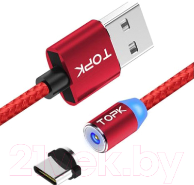 Кабель Topk AM60 USB Type-C (1м, красный)