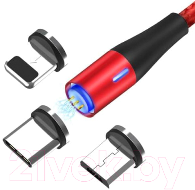 Кабель Topk AM60 USB MicroUSB Type-C Lightning (1м, красный)