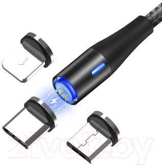 Кабель Topk AM60 USB MicroUSB Type-C Lightning (1м, черный)