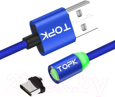Кабель Topk AM37 USB Type-C (1м, синий)