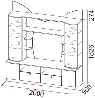 Стенка SV-мебель Гамма 15 Ж для ТВ (дуб венге/дуб млечный)