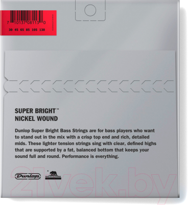 Изображение товара Струны для бас-гитары Dunlop Manufacturing DBSBN30130 BASS-NKL SB MD 30-130