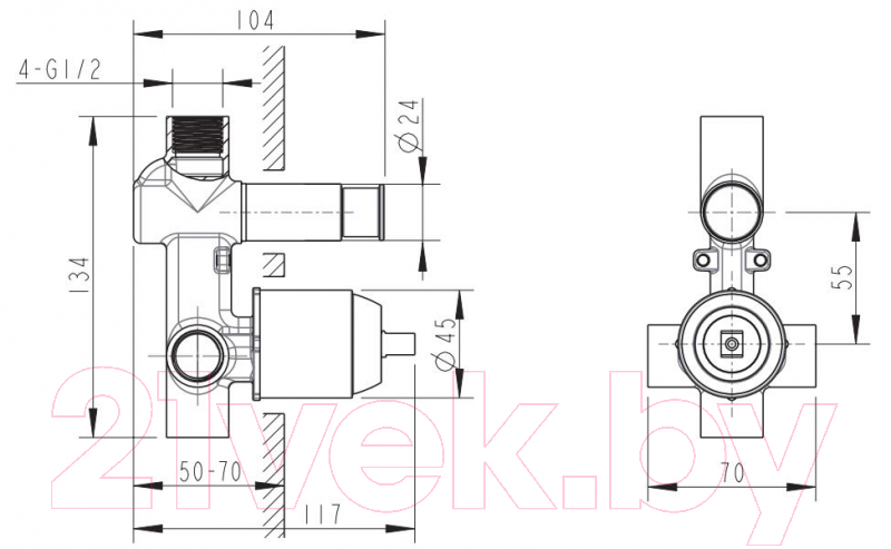 Встраиваемый механизм смесителя Bravat Phillis D9100CP-ENG