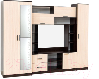 Шкаф-пенал SV-мебель Гостиная Гамма 16 Ж (дуб венге/дуб млечный)