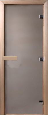 Стеклянная дверь для бани/сауны Doorwood Теплое утро 190x70 (сатин, коробка листва)