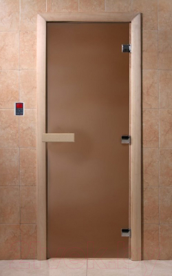 Стеклянная дверь для бани/сауны Doorwood Теплая ночь 180x70 (коробка листва)