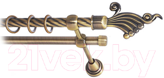 Карниз для штор Lm Decor Кения 023 2р витой (антик, 3.2м)