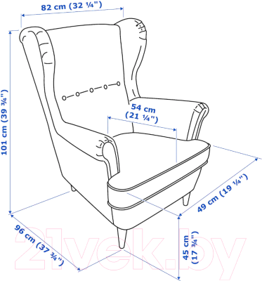 Кресло мягкое Ikea Страндмон 504.532.54