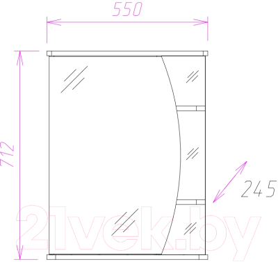 Шкаф с зеркалом для ванной Onika Луна 55.01 L (205520)
