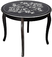 Обеденный стол ТехКомПро Азалия К900 С рисунком №3  (бук/тон черный/серебристая патина) - 