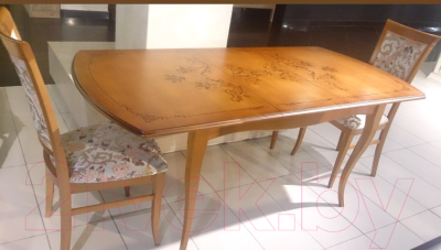 Обеденный стол ТехКомПро Азалия 1400 c рисунком №2 тип А (бук/тон 5/патина)