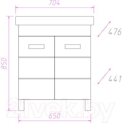 Изображение товара Тумба под умывальник Onika Балтика-Квадро 70.10 (107523)