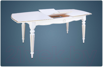 Обеденный стол ТехКомПро Лекс 9 (10) 1100x2000(2500)x750 (бук/тон 1/золотая патина/белый)