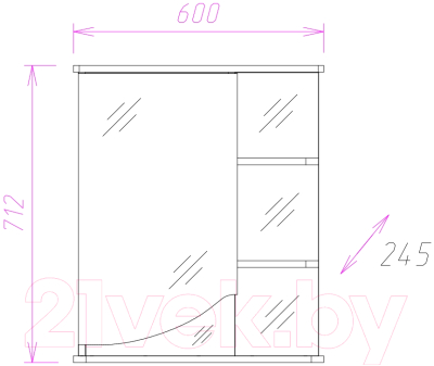 Шкаф с зеркалом для ванной Onika Виола 60.01 L (206003)
