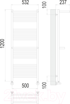 Полотенцесушитель водяной Terminus Аврора 32/20 П22 500x1200 (с 2 полками)