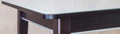 Обеденный стол ТехКомПро Арека ПРС Ножка 7 800x1200(1600)x750 (тон венге/стекло белое)