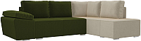 Комплект мягкой мебели Лига Диванов Хавьер правый / 101254 (микровельвет зеленый/бежевый) - 