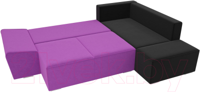 Комплект мягкой мебели Лига Диванов Хавьер правый / 101257 (микровельвет фиолетовый/черный)