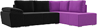 Комплект мягкой мебели Лига Диванов Хавьер правый / 101259 (микровельвет черный/фиолетовый) - 