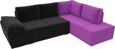Комплект мягкой мебели Лига Диванов Хавьер правый / 101259 (микровельвет черный/фиолетовый)