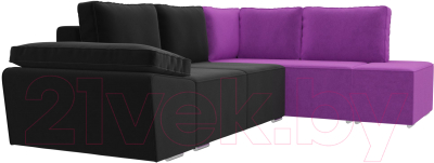Комплект мягкой мебели Лига Диванов Хавьер правый / 101259 (микровельвет черный/фиолетовый)